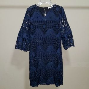 Mika Mindel navy blue valentina lace bell sleeve dress